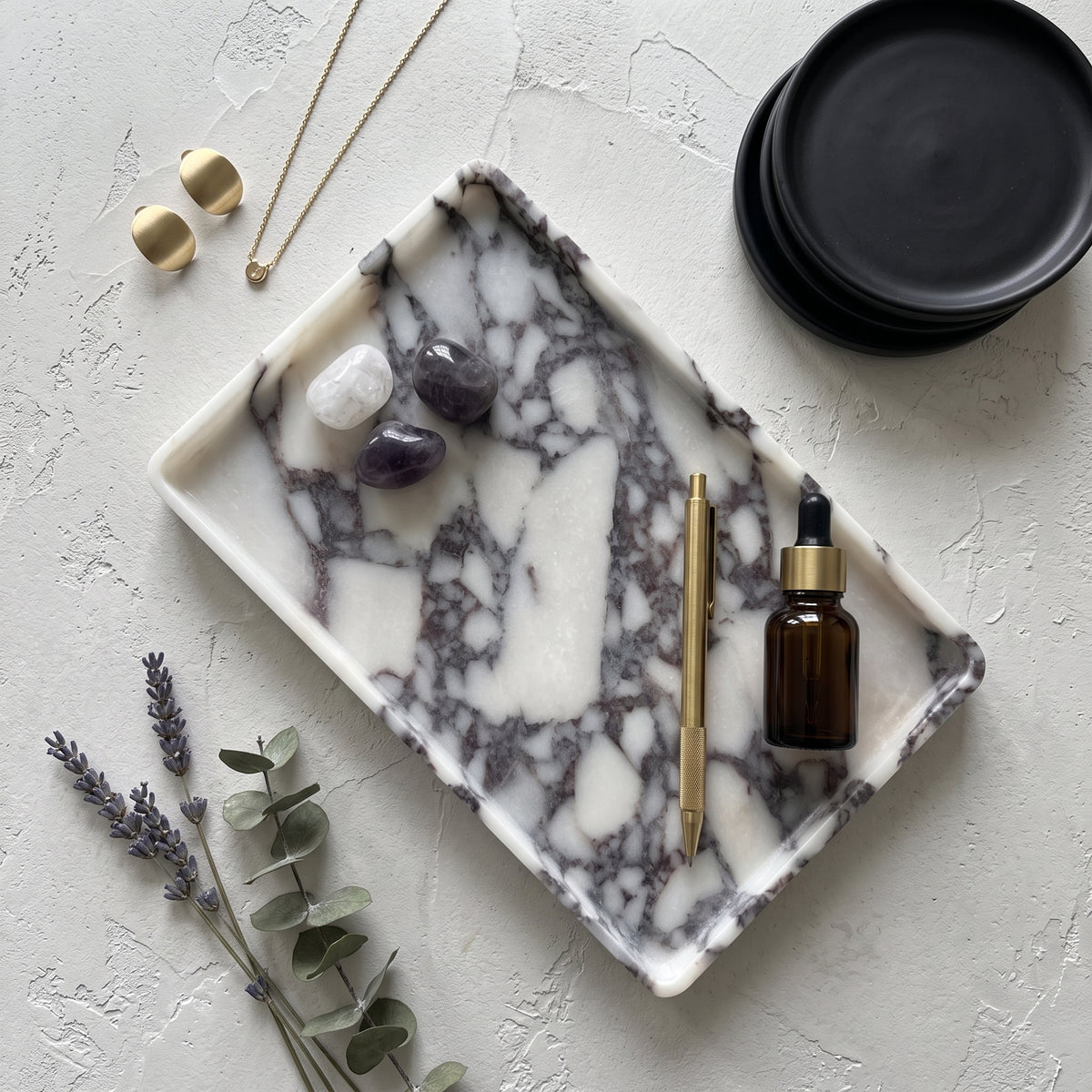 Calacatta Viola Marble Tray – Luxury Natural Stone Decorative Tray