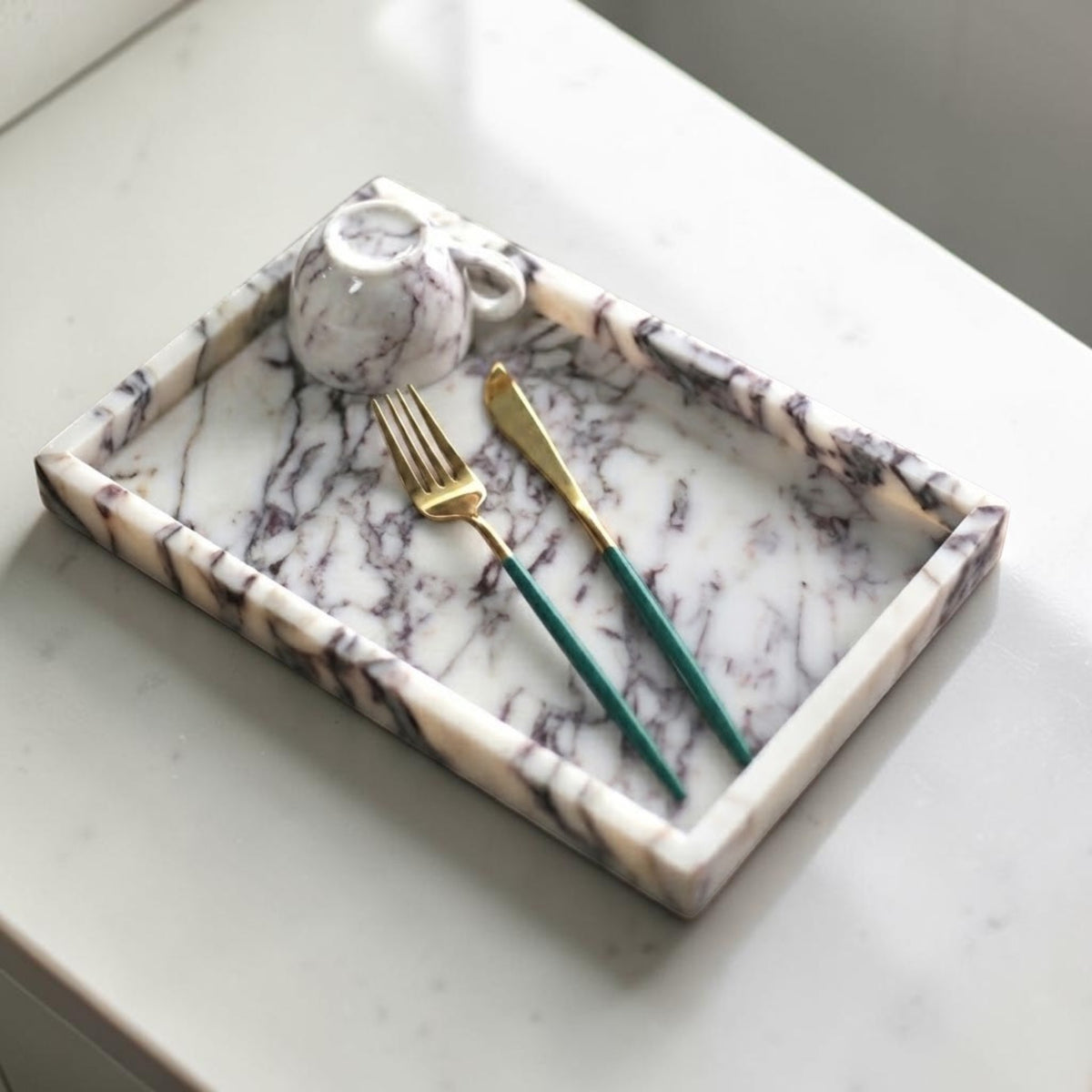 Calacatta Viola Marble Tray – Luxury Natural Stone Decorative Tray