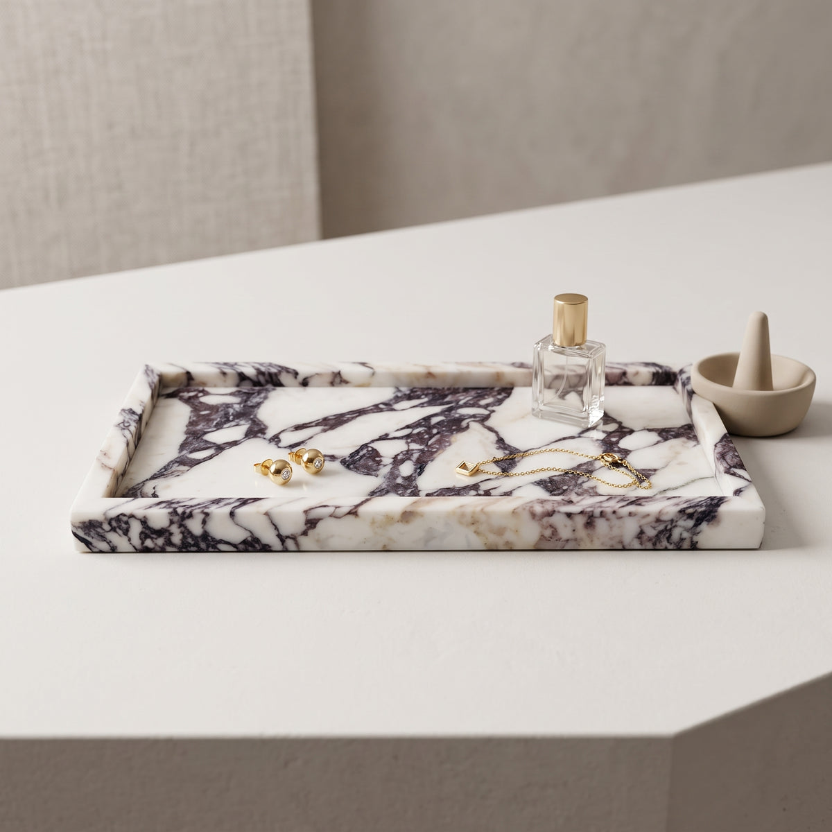 Calacatta Viola Marble Tray – Luxury Natural Stone Decorative Tray