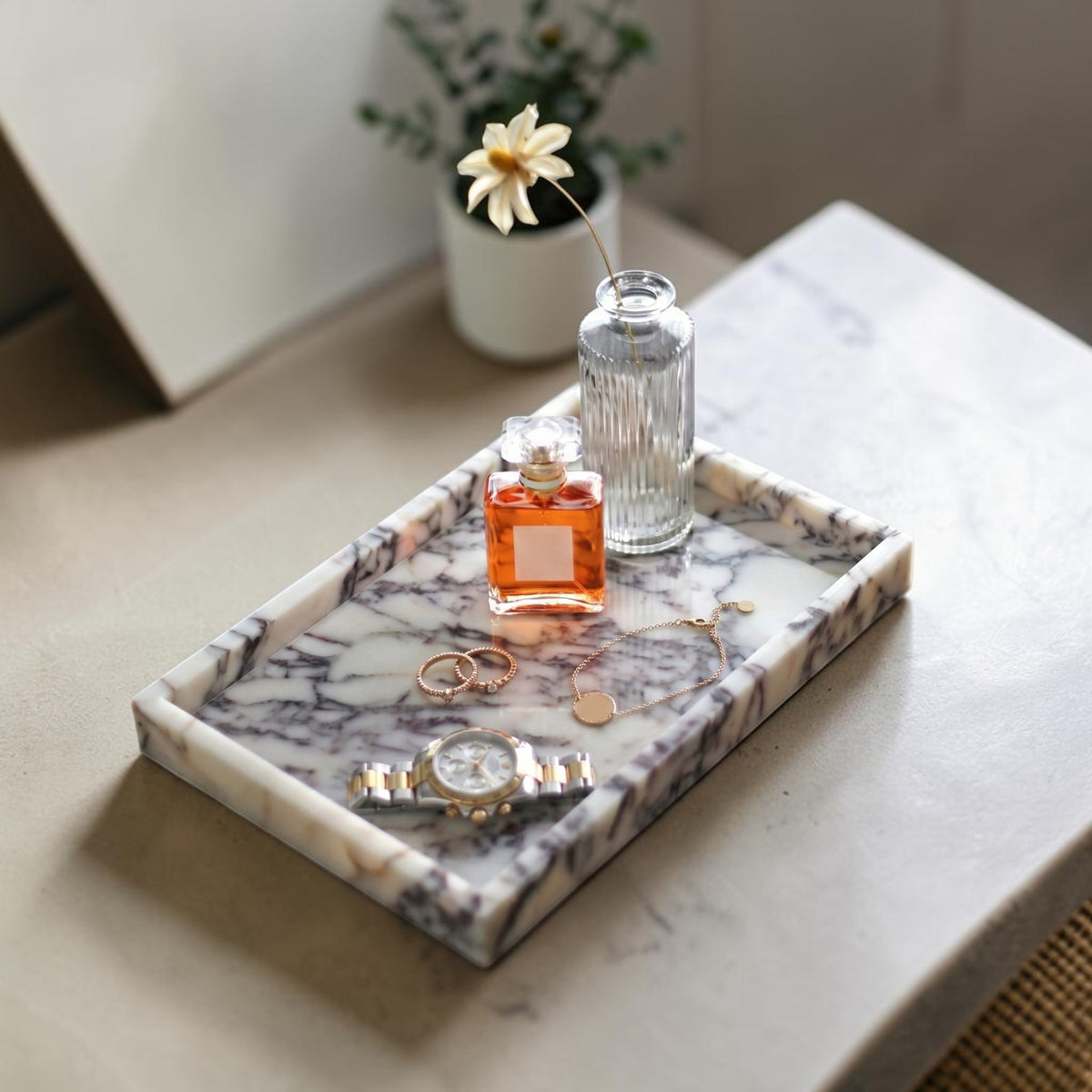 Calacatta Viola Marble Tray – Luxury Natural Stone Decorative Tray
