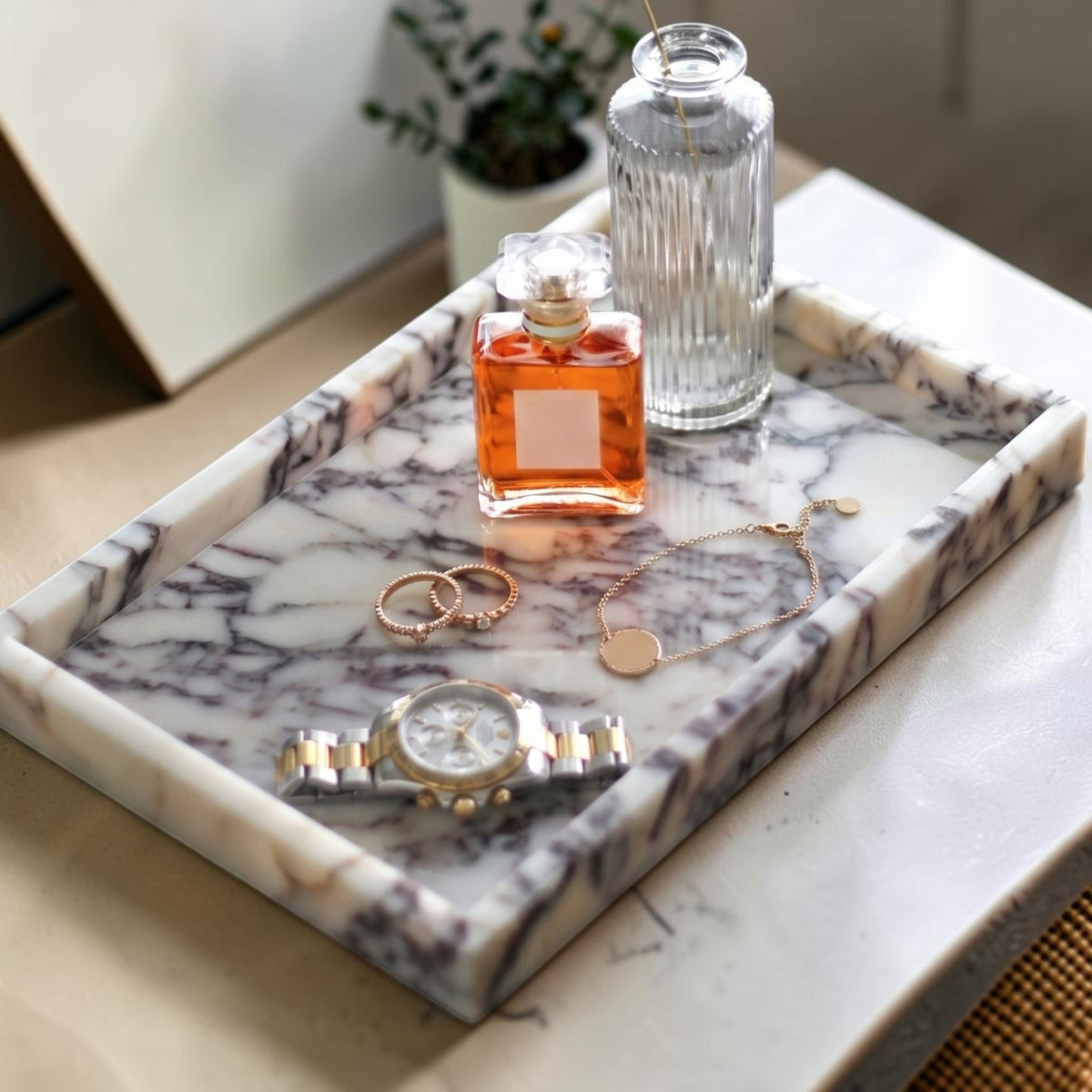 Calacatta Viola Marble Tray – Luxury Natural Stone Decorative Tray