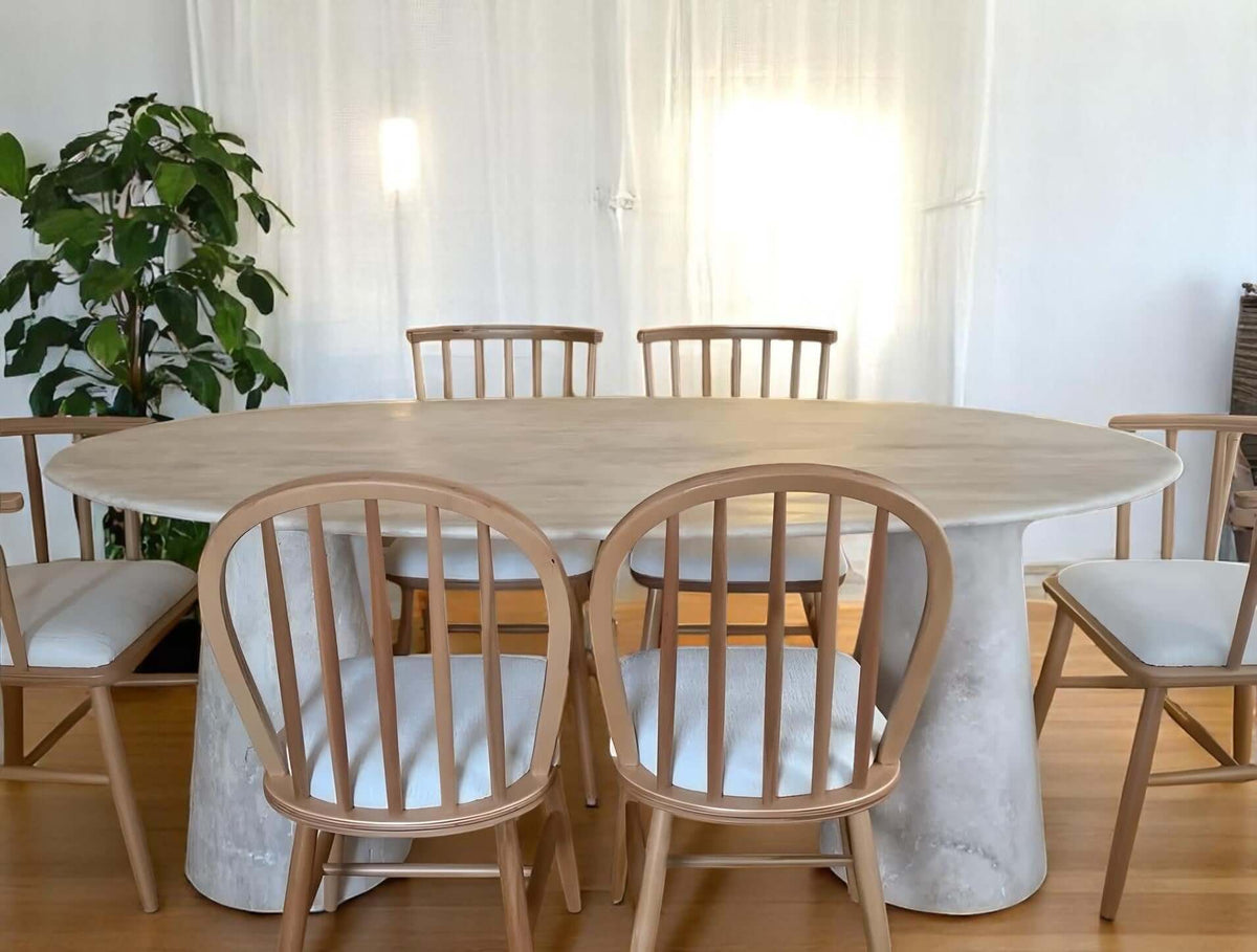 Stylish & Natural: Add Elegance to Your Table with Oval Travertine Dining Table
