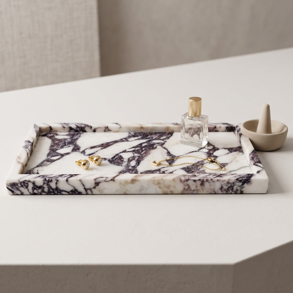 Calacatta Viola Marble Tray – Luxury Natural Stone Decorative Tray