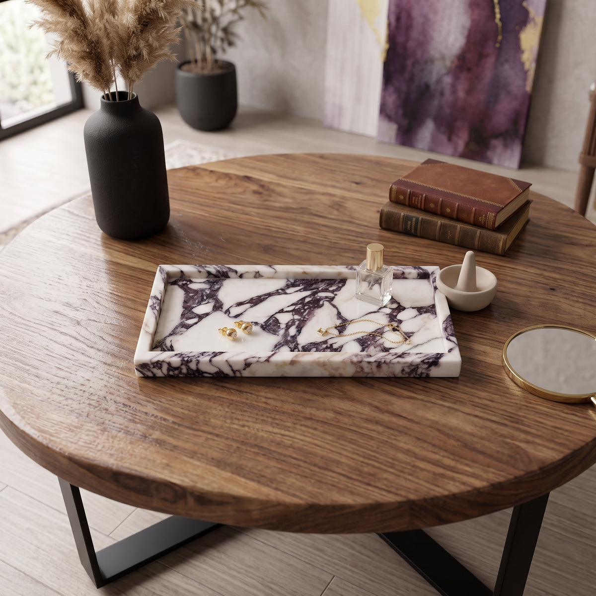 Calacatta Viola Marble Tray – Luxury Natural Stone Decorative Tray
