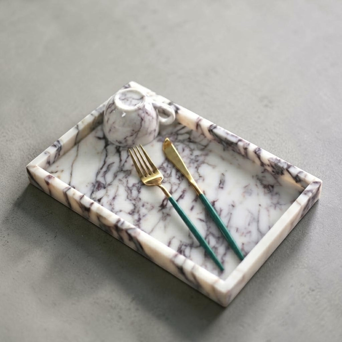 Calacatta Viola Marble Tray – Luxury Natural Stone Decorative Tray