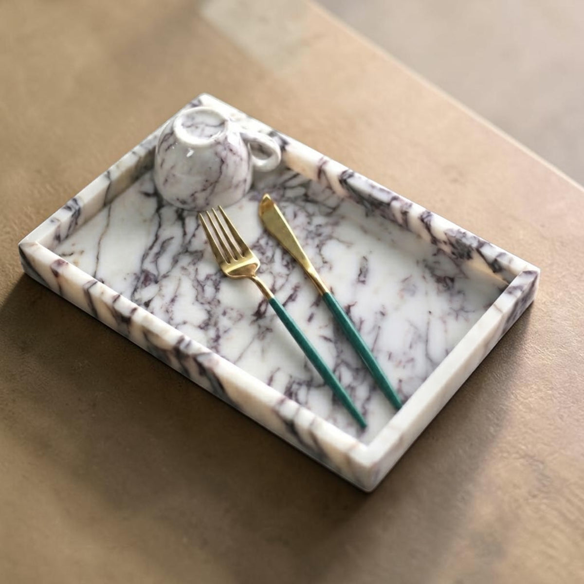 Calacatta Viola Marble Tray – Luxury Natural Stone Decorative Tray