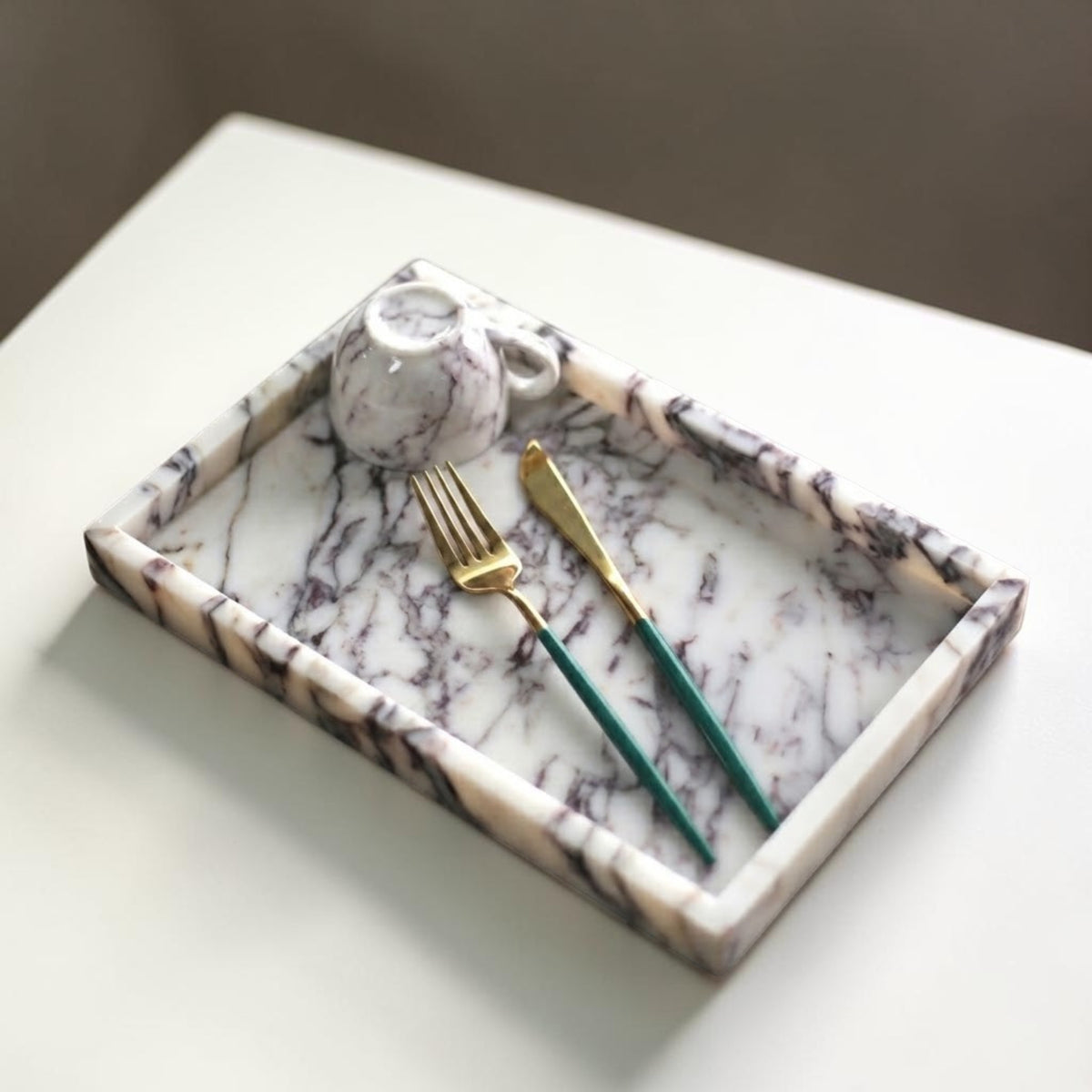 Calacatta Viola Marble Tray – Luxury Natural Stone Decorative Tray